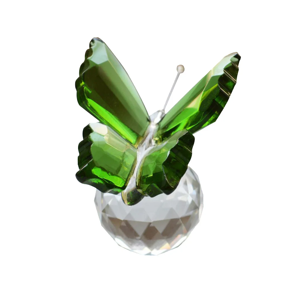 

Crystal Glass Butterfly Sculpture Green Table Top Decoration for Office Home Interior Design Artistic Display Piece