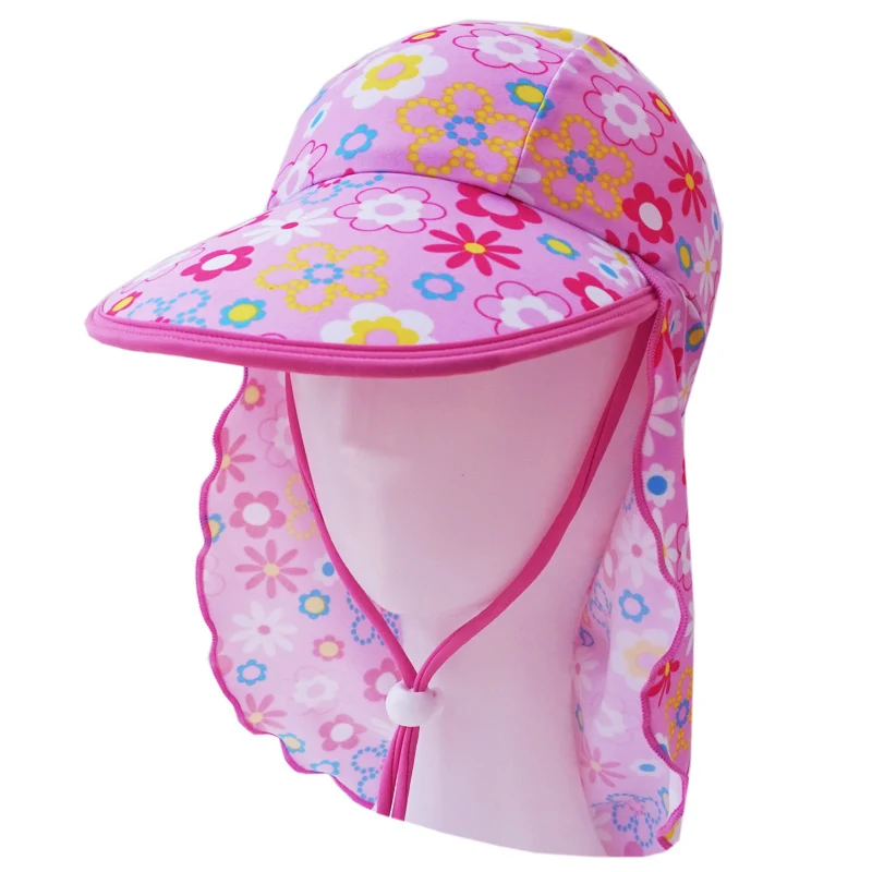 Kids Children Summer UPF 50+ UV Protection Outdoor Beach Baby Sun Hat Boy Girl Swim Cover Flap Cap Adjustable Cap Swimwear