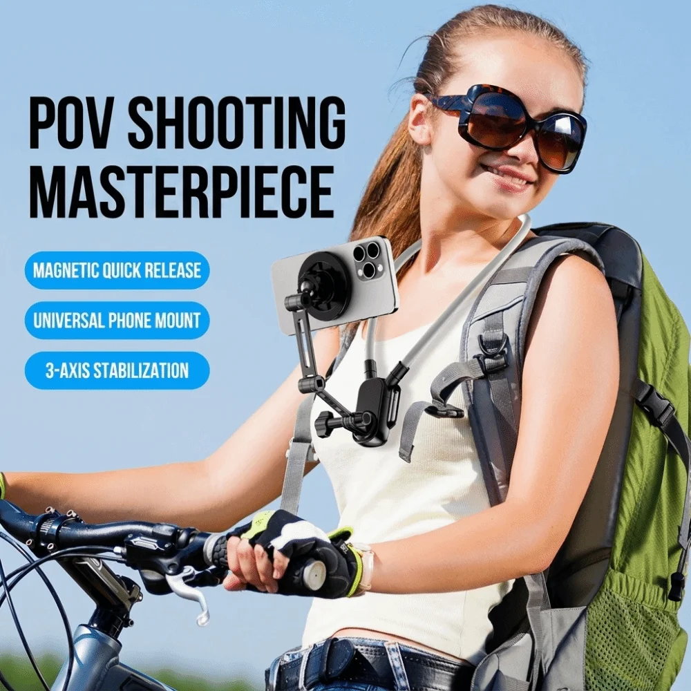 

Hands-Free Neck-hanging Phone Holder Magnetic/Clip Version Action Camera Mount Neck Camera Bracket POV Shooting Mount Vlog
