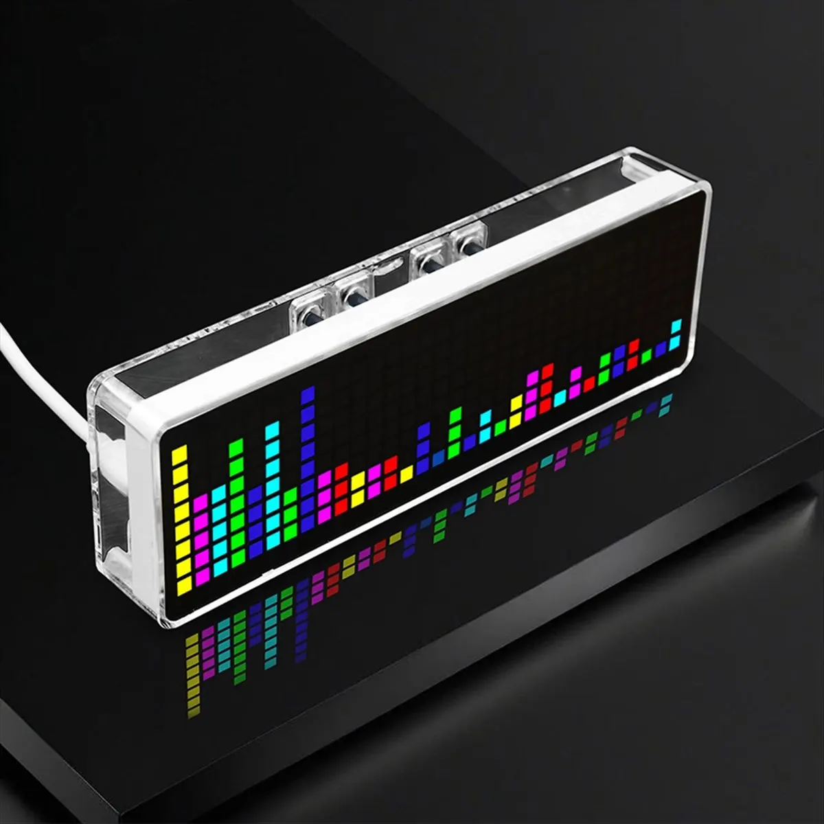 LED Music Spectrum Sound Display Electronic Clock RGB Light Colorful Spectrum Pickup Atmosphere Lamp Level Indicator