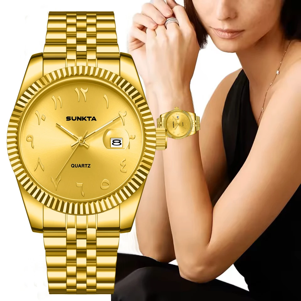 

SUNKTA New Gold Quartz Watch for Women Simple Elegant Women's Bracelet Watch Waterproof Luminous Watch Femme Relogio Feminino