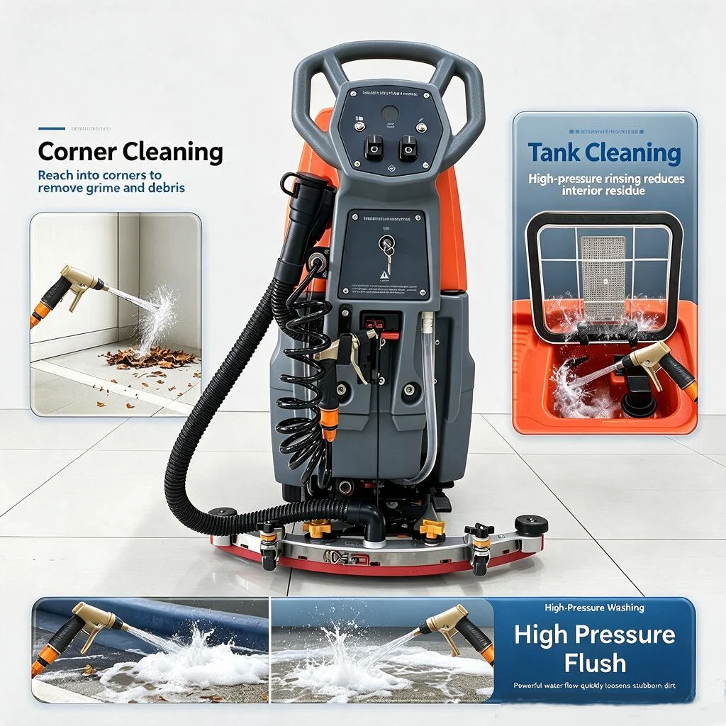 Walk Behind Floor Scrubber Dryer 21in Industrial Floor Cleaning Machine 23700 Sqft/h Floor Sweeper 15.9 Gal 31in Suction