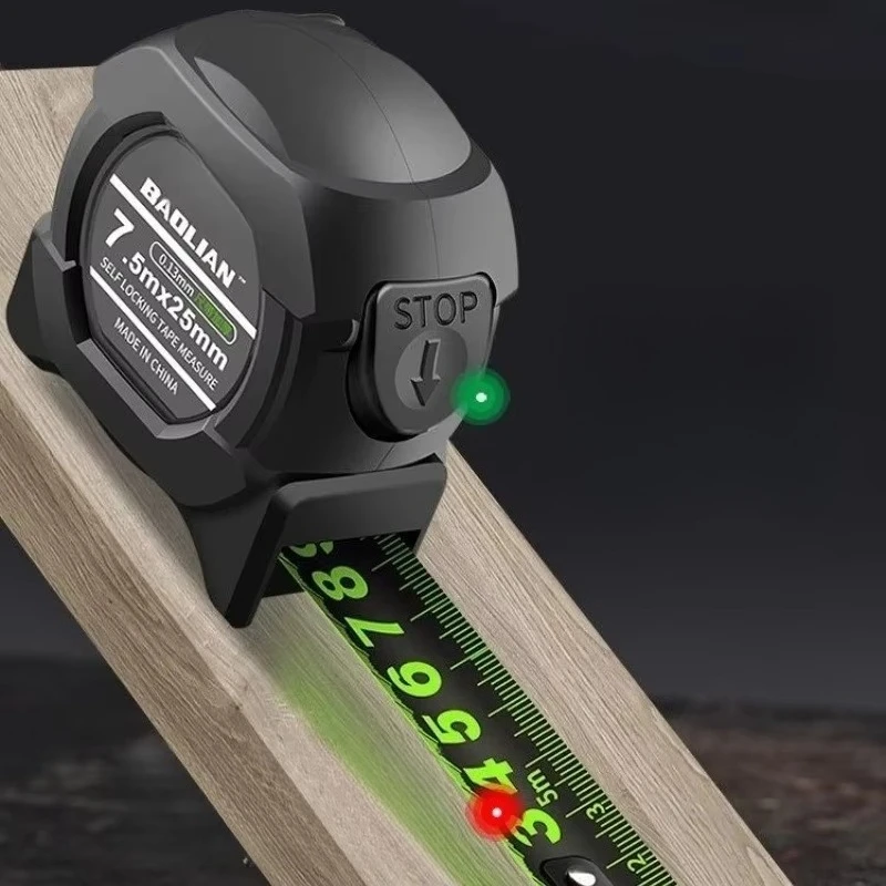 BAOLIAN High‑Precision Fluorescent Steel Tape Measure Thickened Anti‑Drop Shell Self‑Locking Portable Measuring Hand Tool