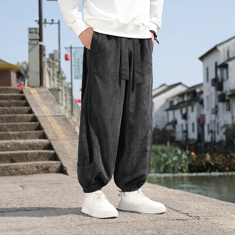 

Corduroy Harem Pants Male Baggy Jogger Pants Male Harajuku Streetwear Loose Vintage Casual Trousers Man Sweatpants Big Size 5XL