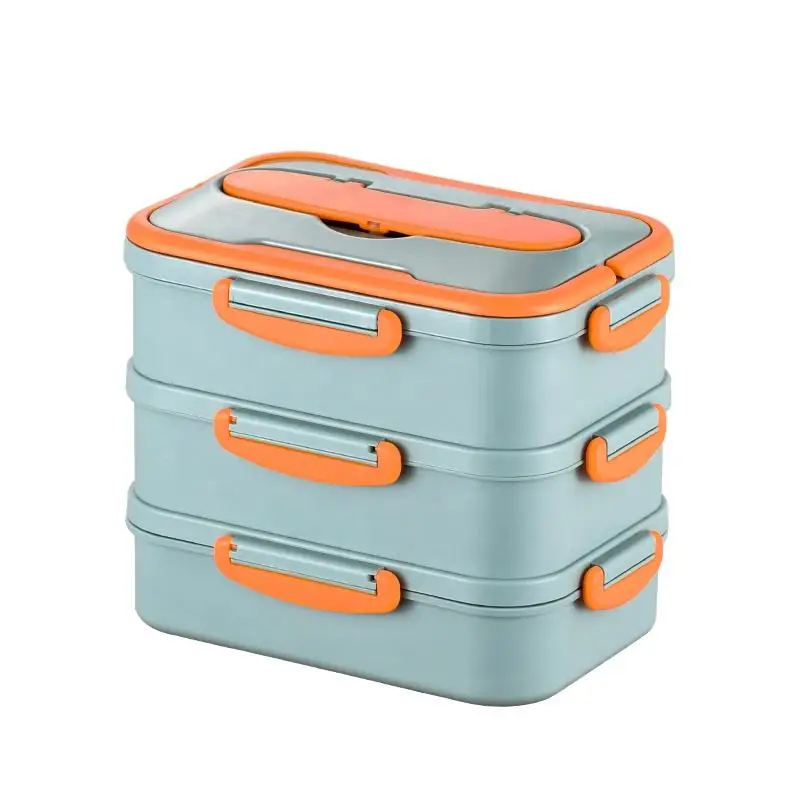 bento   3 layer stainless  office portable with cutlery  adults insulated  lunch