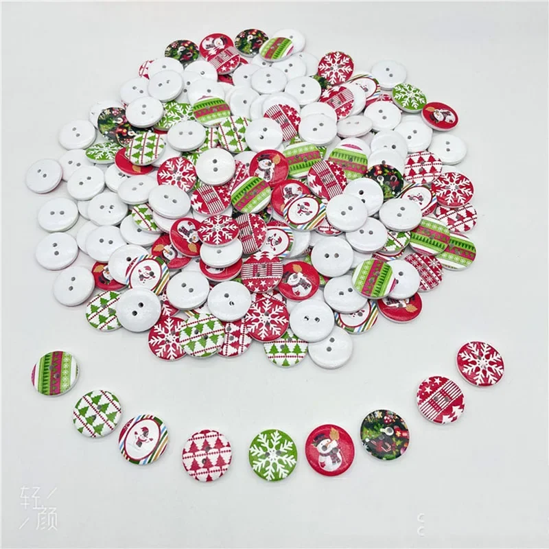 1000pcs 15mm Round Button Snowflake Snowman Design, Ideal for Wedding Decor and Sewing Accessories Wooden Buttons for Clothing