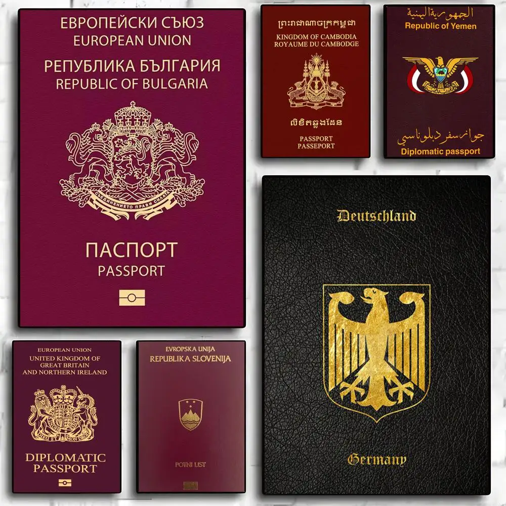 Design Red-Background Passports Poster Self-adhesive Living Room Bedroom Party Bar Decor Moisture-proof Fade-resistant