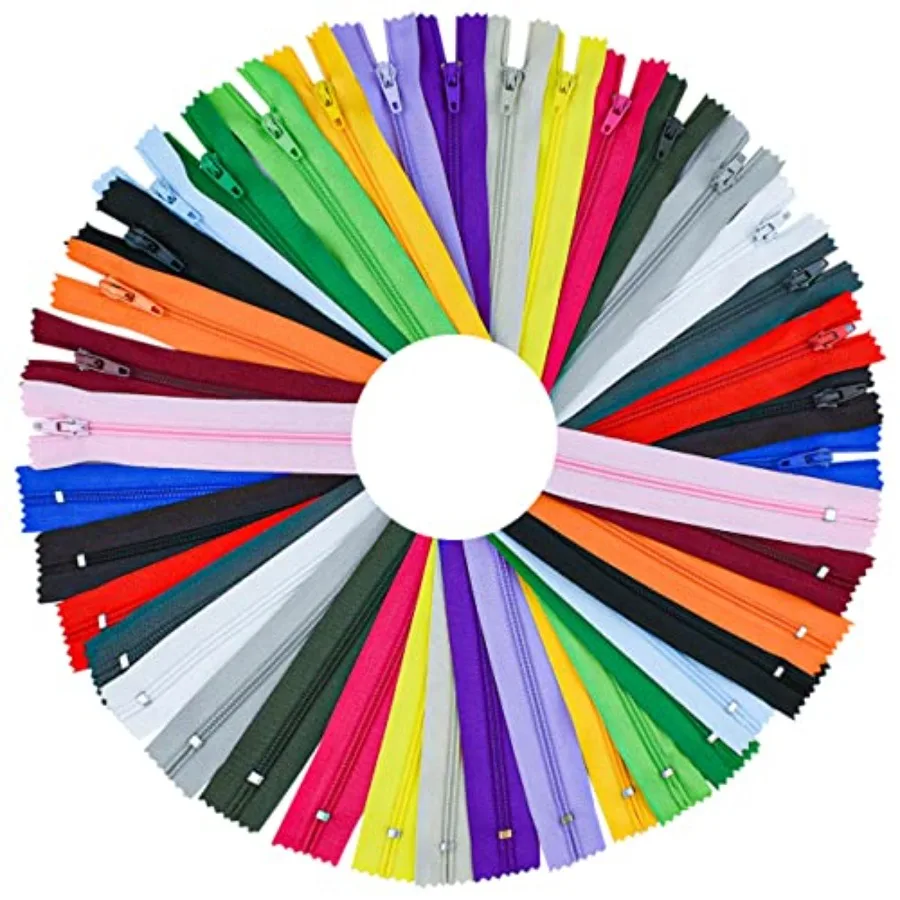 20 Pcs Nylon Coil Zippers Sewing Zippers for Tailor Sewing in 20 Assorted Colors Colorful Crafts Bulk Zipper Supplies Mixed Col