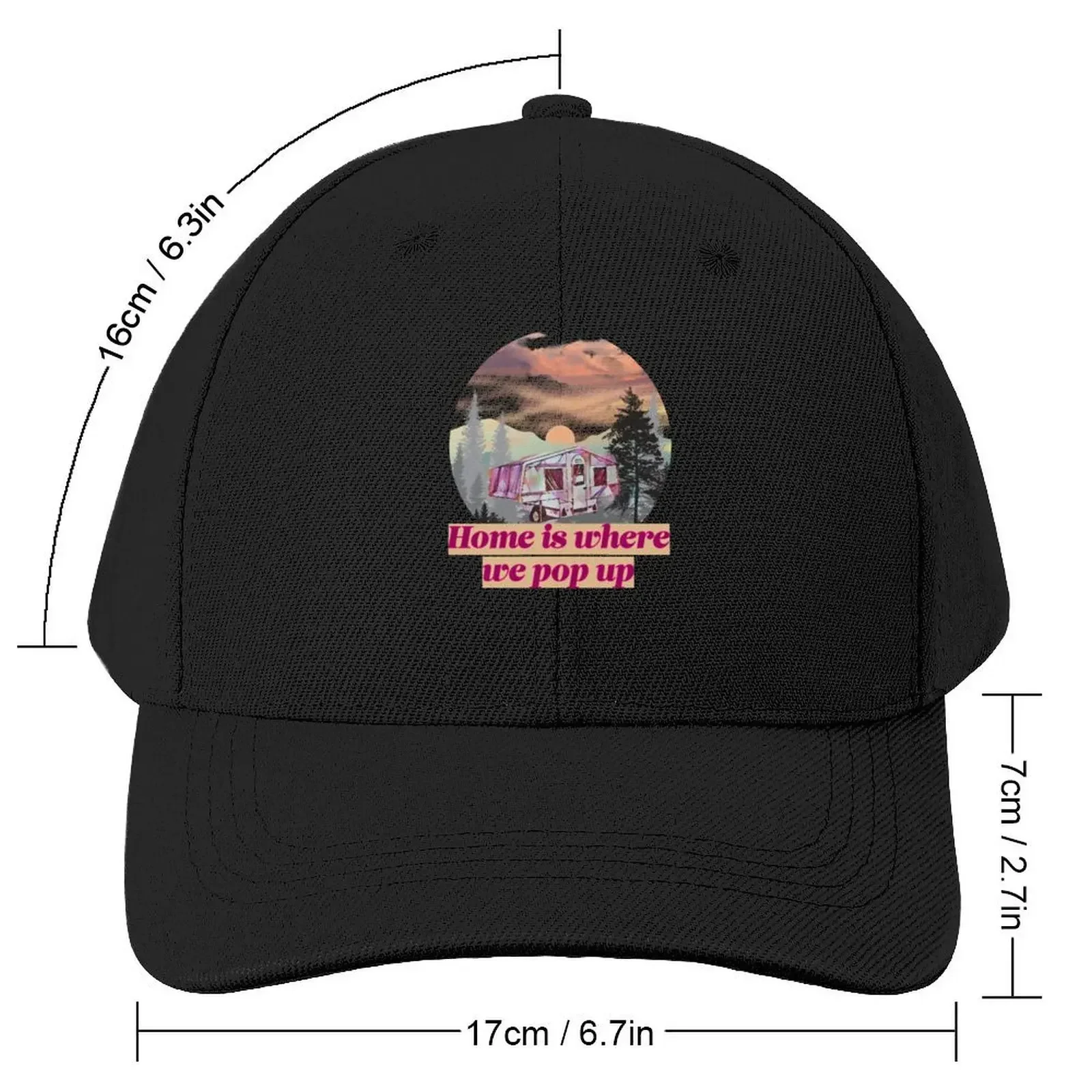 Home is Where We Pop Up Sunset Pink and Purple Trailer Tent Baseball Cap Cosplay Golf New In The Hat For Men Women's