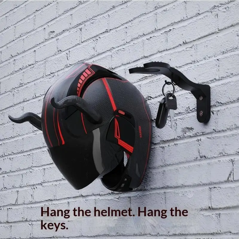 ABS Multifunctional Wall Mount Helmet Rack with Key Hook Suitable for Motorcycle Garage Entryway Storage