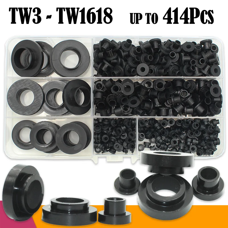 

White Black Nylon Transistor Gasket Concave Convex Insulated Cap Bushing Washer Assortment Kit T-Shaped Step Washers for Screw