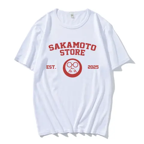 Sakamoto Store EST 2025 Tshirts Cartoon Manga Sakamoto Days Printing T-shirt Short Sleeve Cotton Men Tee-shirt Unisex Streetwear