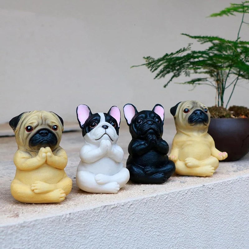 Meditation Dog Statue Dog Statue For Car Decoration Zen Yoga Dog Figurine Meditation Pug Statue For Cars Bedroom Dormitory