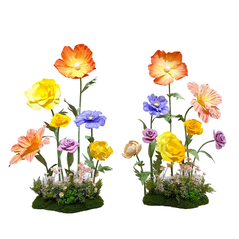 Handmade Foldable Artificial Giant Flowers Soft Cloth Standing Display Set For Stylish Interior Decor Window Display