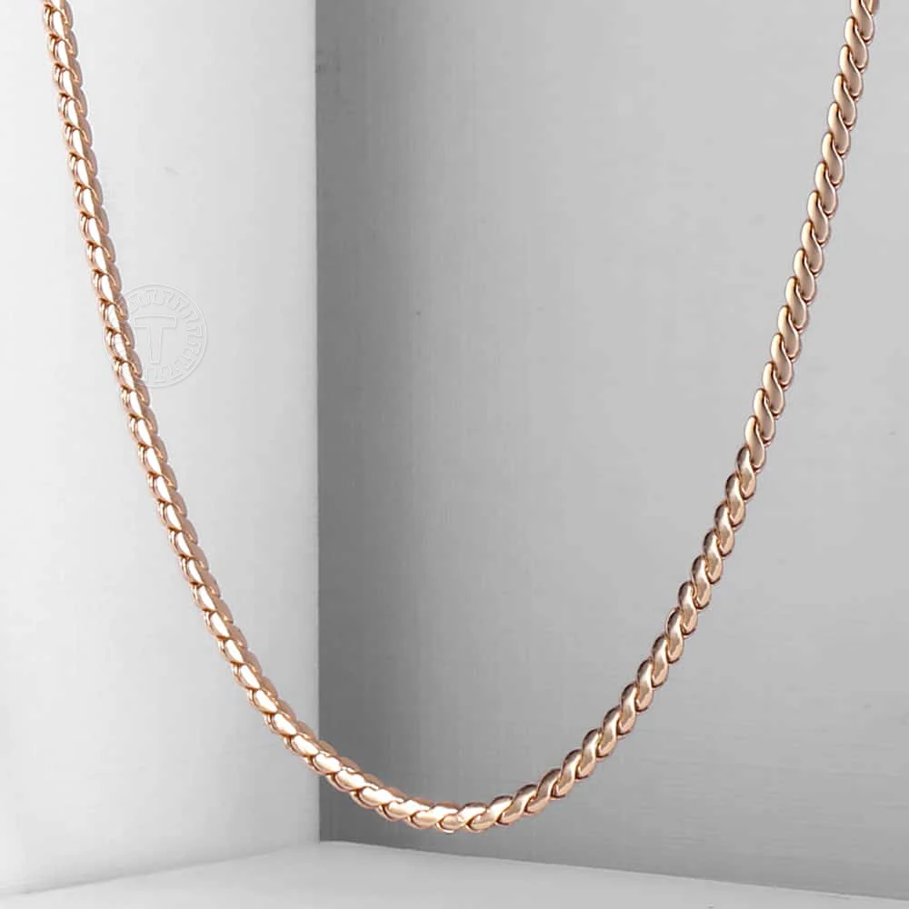 Elegant Thin Necklace For Women Girls 585 Rose Gold Color Herringbone Cuban Chain Fashion Party Gifts 2mm 3mm