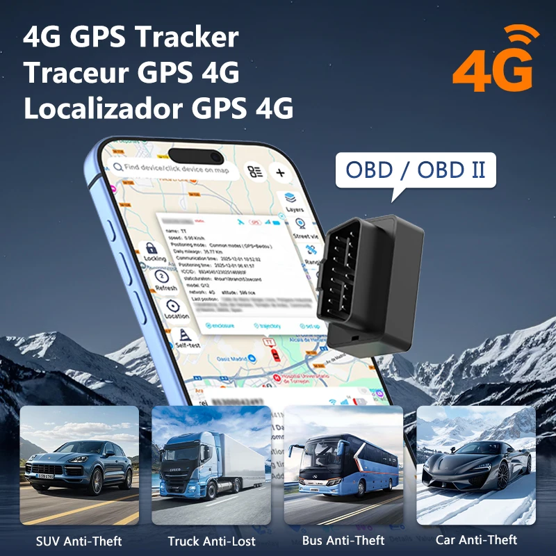 

OBD Автомобильный GPS трекер Plug Play 4G GPS-трекер OBD II Автомобильный GPS-локатор OBD2 Автомобильное GPS-трекер бесплатное приложение Автомобильный противоугонный