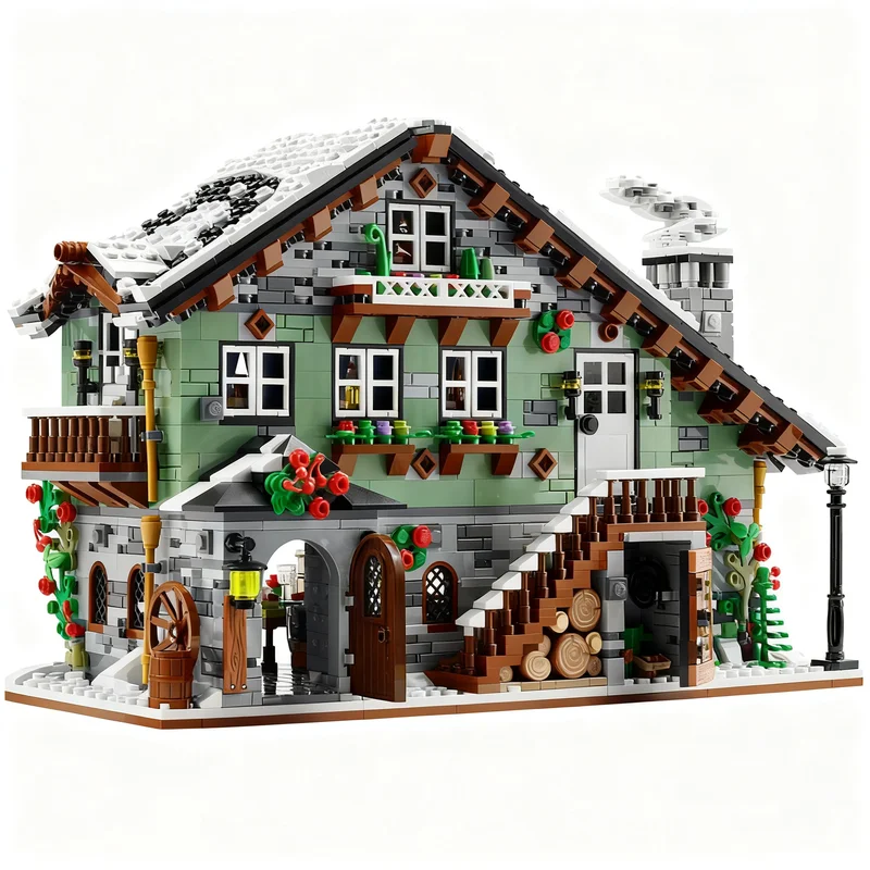 

2708PCS MOC City Street View Winter Chalet Model DIY Creative Ideas Toy Assembly Puzzle Birthday Gift Display Bricks Gifts