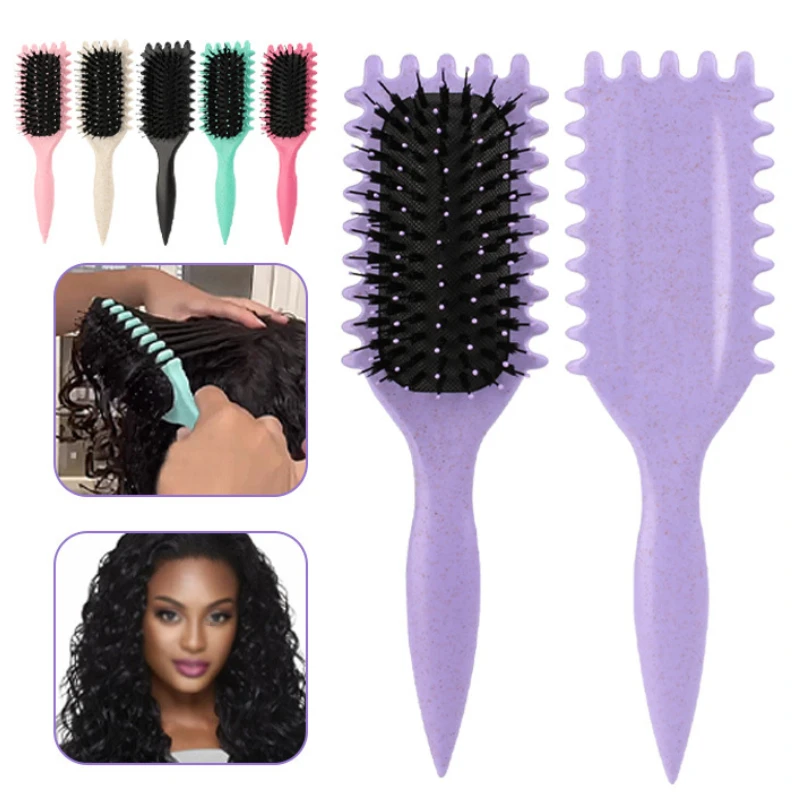 Curl Define Styling Brush Boar Bristle Detangling Hair Brush Tangled Hair Comb Shaping Defining Curls Barber Styling Tool