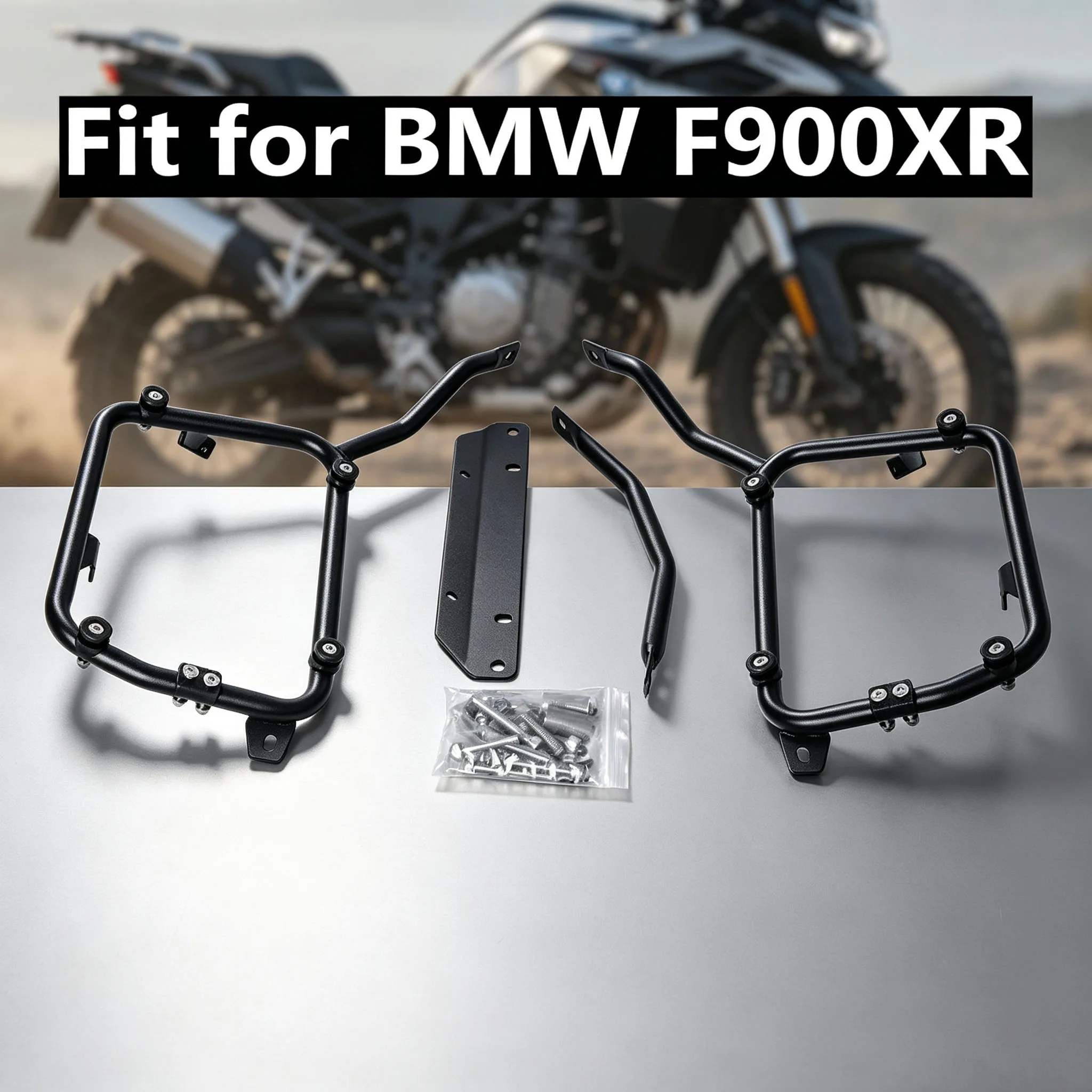 For BMW F900XR Motorcycle Heavy-Duty Stainless Steel&Carbon Steel Side Box Bracket Exposed Exhaust Pipe Style Mounting Component