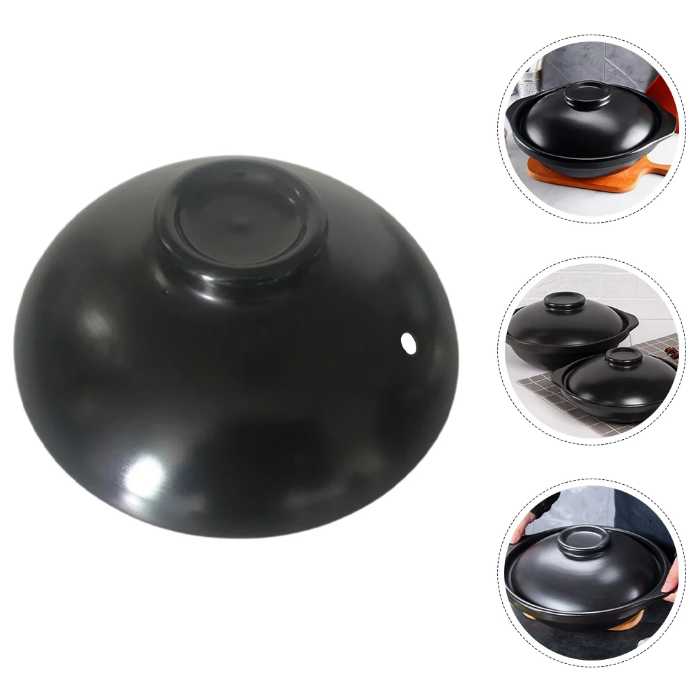 

Black Casserole Ceramic Stew Cover For Kitchen Soup Cooking Household Cookware Accessory Round Clay Pot Lid Stewing Pot