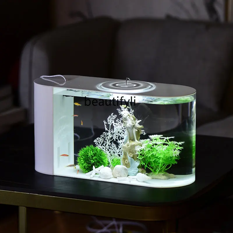 Self-Circulating Side Filter Fish Tank Living Room Small Desktop Ecological Change Water Fish Globe Lazy