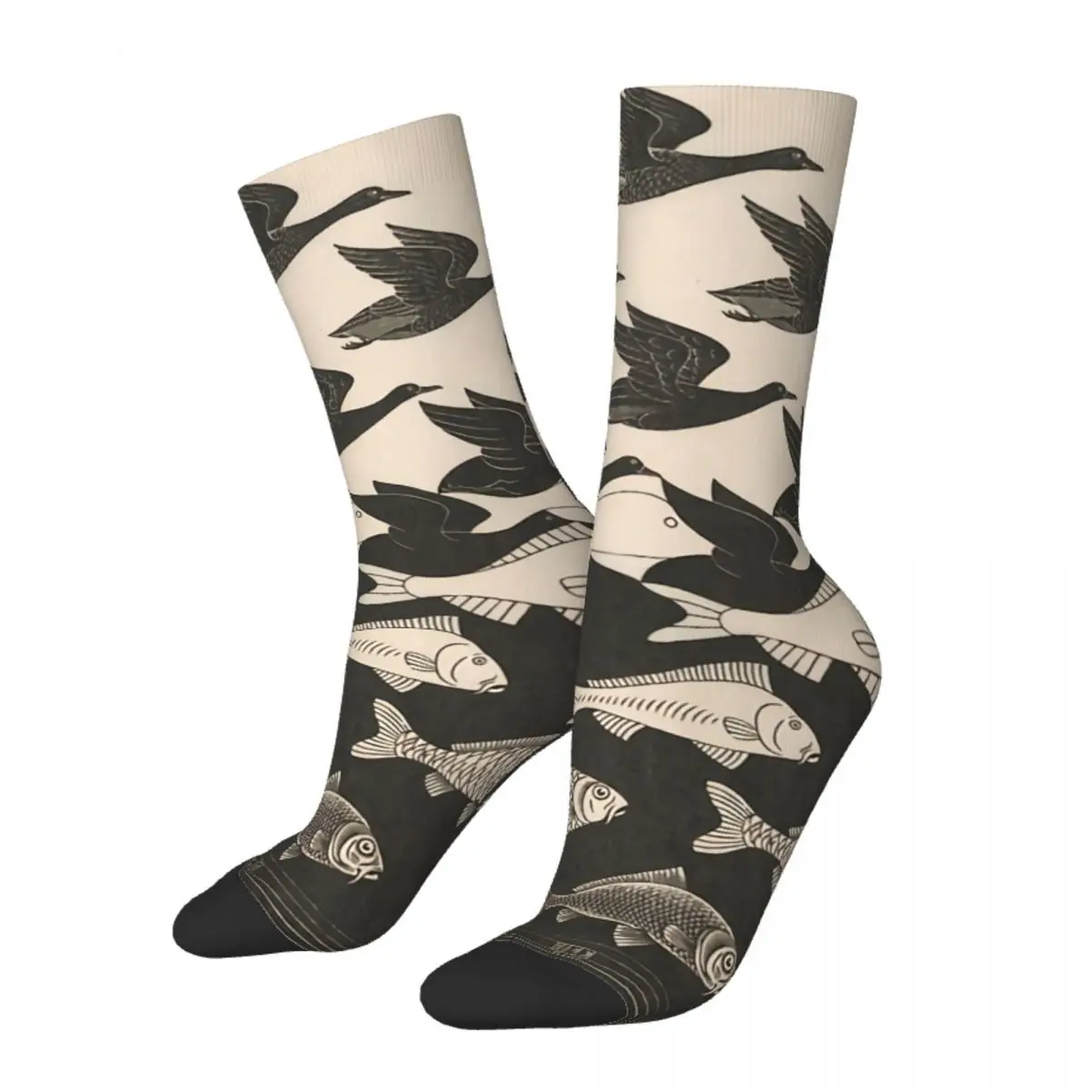 

Hip Hop Vintage Escher Sky Water Crazy Men's Socks Unisex Harajuku Pattern Printed Funny Happy Crew Sock Boys Gift