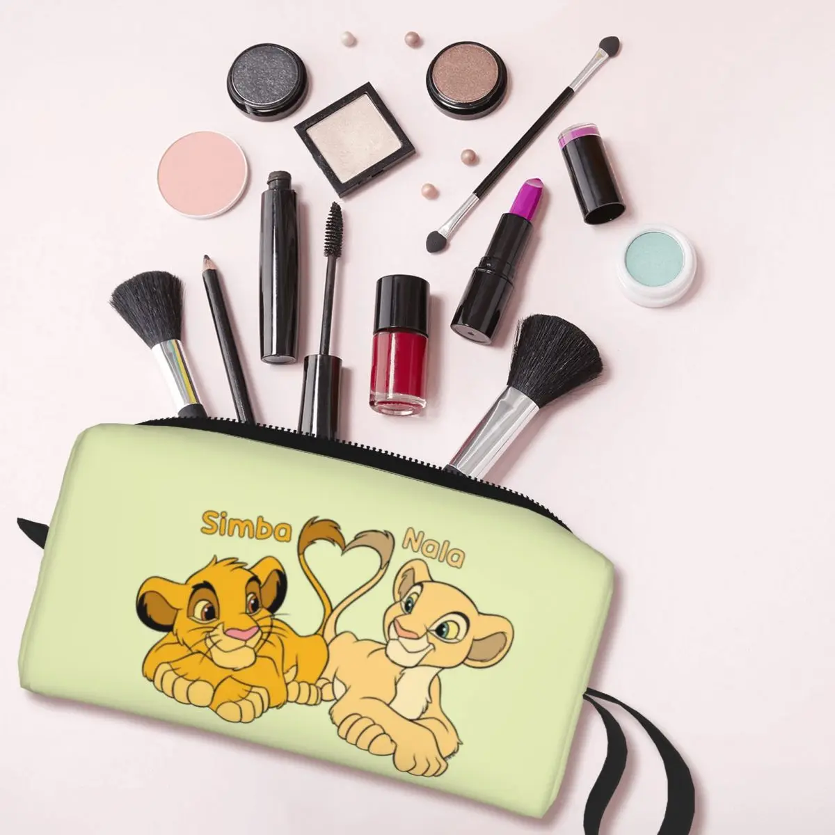 Custom Simba And Nala Cartoon Toiletry Bag for Women The Lion King Hakuna Matata Makeup Lady Beauty Storage Dopp Kit Box