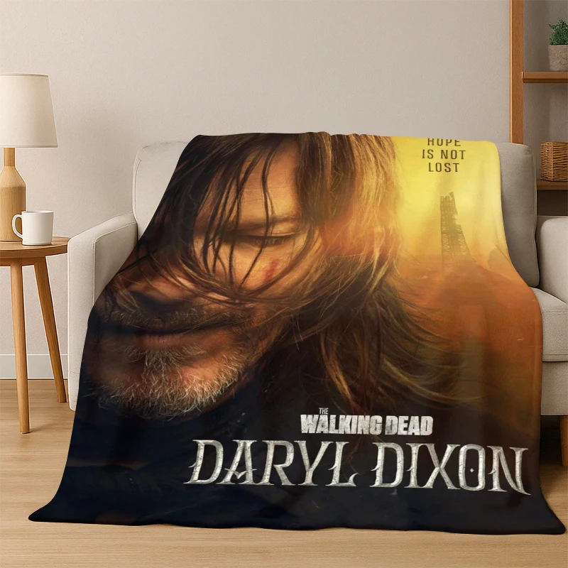 TWD The Walking Dead Rick Daryl Horror TV Flannel Blanket Soft Warm Blanket Throw Blanket for Bedroom Living Room Bed Travel