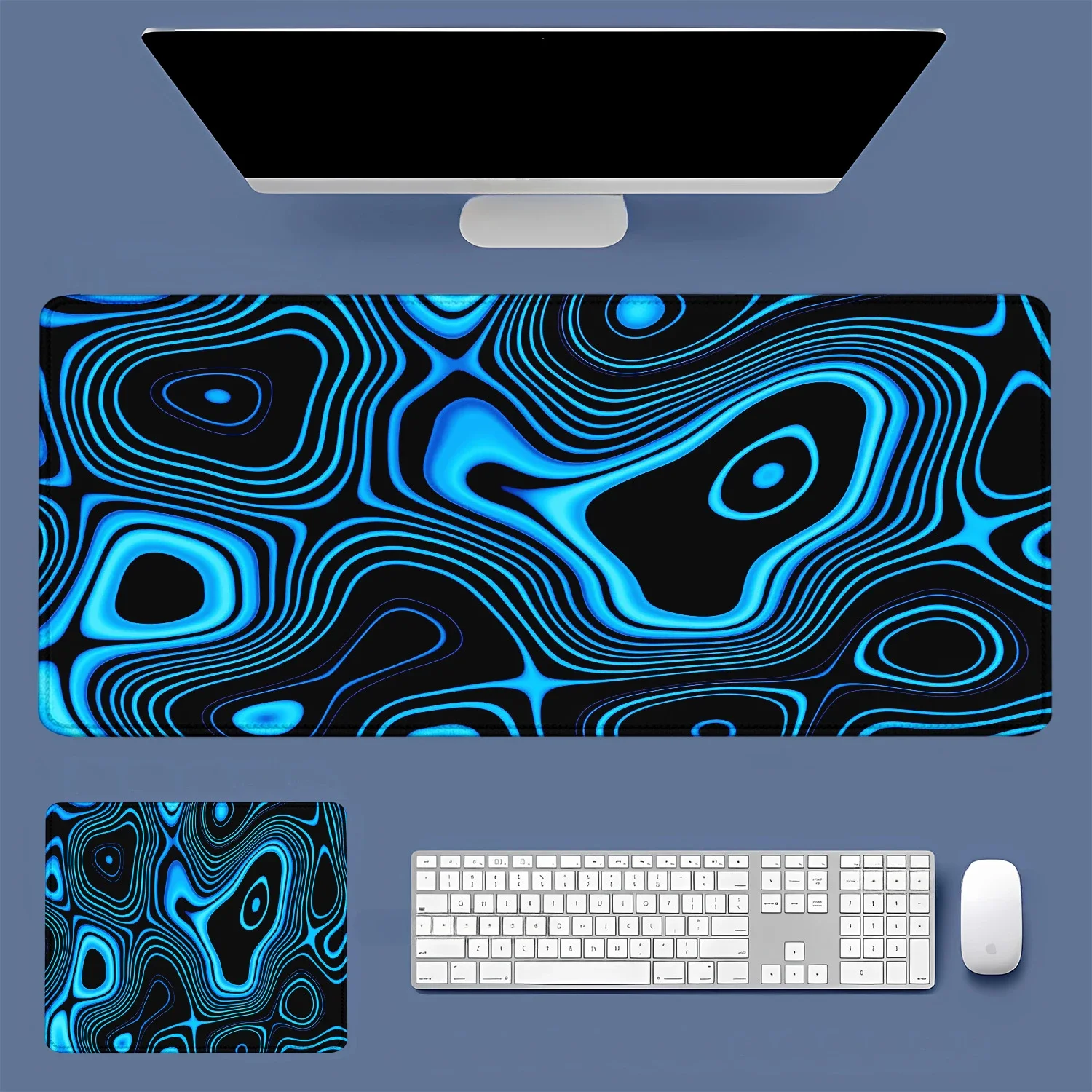 Blauwe topografische kaart muismat gamer computer accessoire toetsenbord tafelmat rode mousepad bedrijf gaming laptop bureau accessoire pc