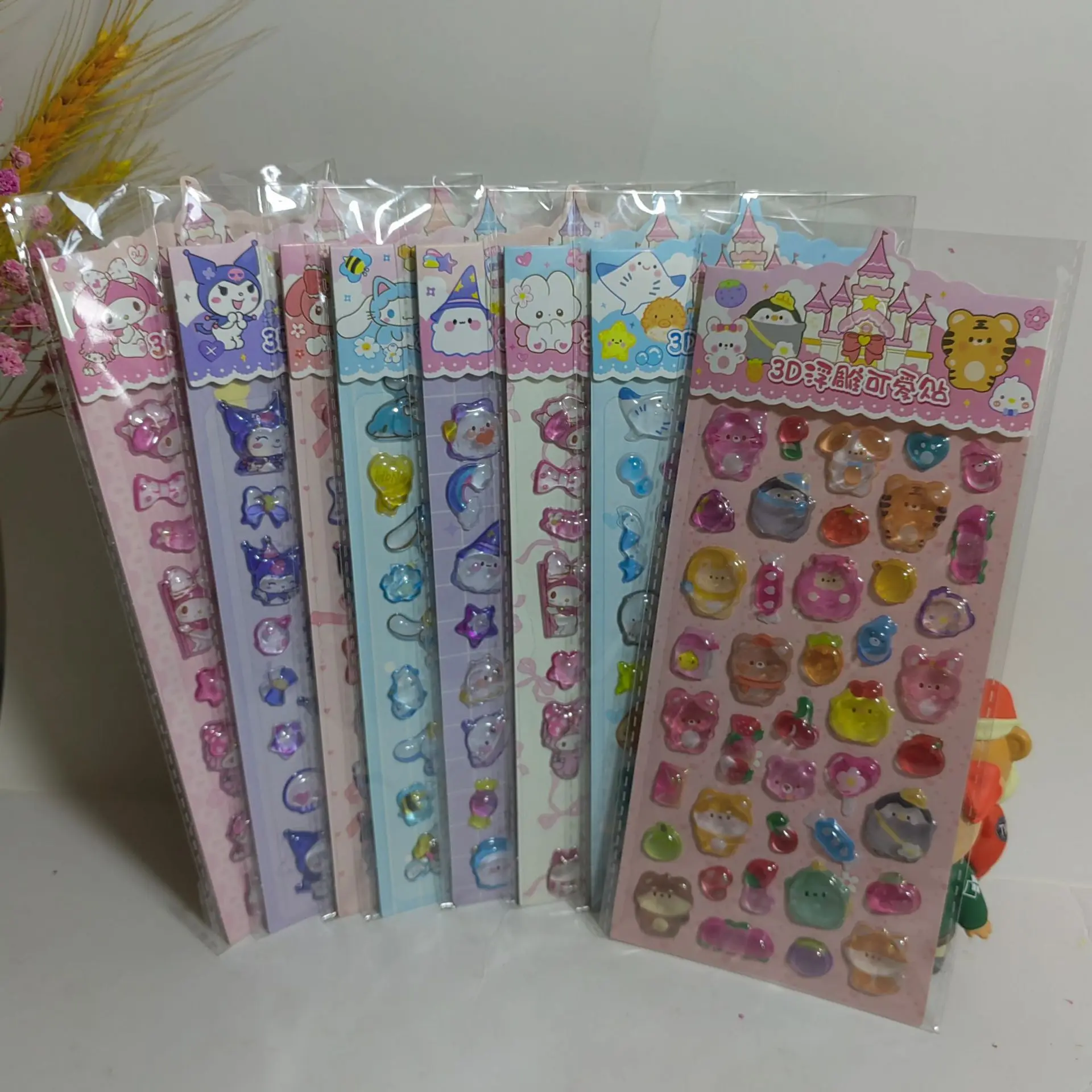 8 قطعة kuromi ثلاثية الأبعاد ملصق ميلودي مكافأة لصق لعبة لطيف ورقة بطاقة ملصق الهاتف المحمول الديكور جوهرة كريستال ملصق هدية للأطفال #2
