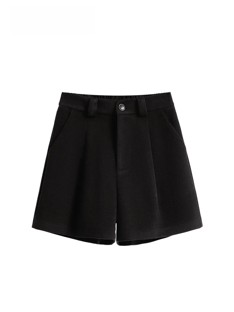 

High Waist Wide Leg Short Pants Women's Casual Fashion plus Size Loose Trousers Spring Season Polyester Fiber Straight Leg Bo...