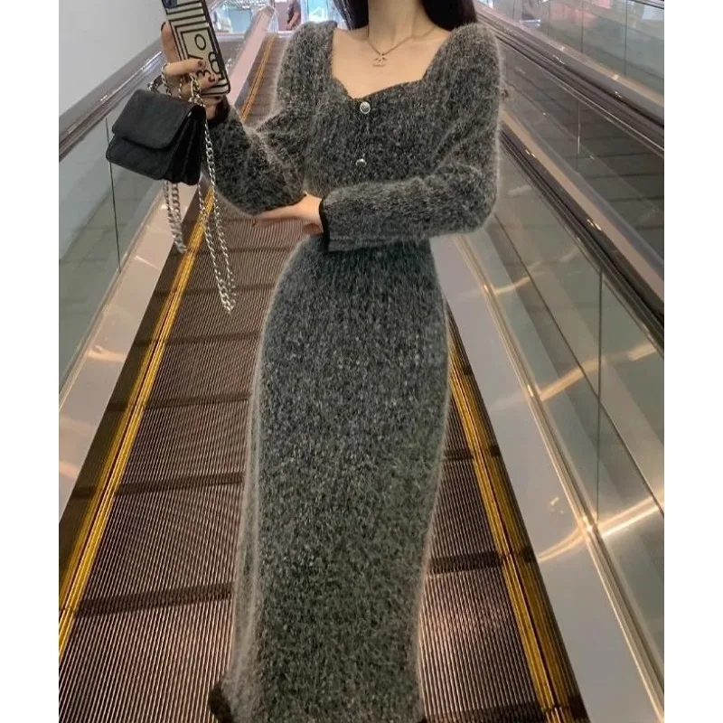 

2025 Autumn/Winter New Style Elegant Dress - Long-Sleeved Elegant Knitted Dress for Women