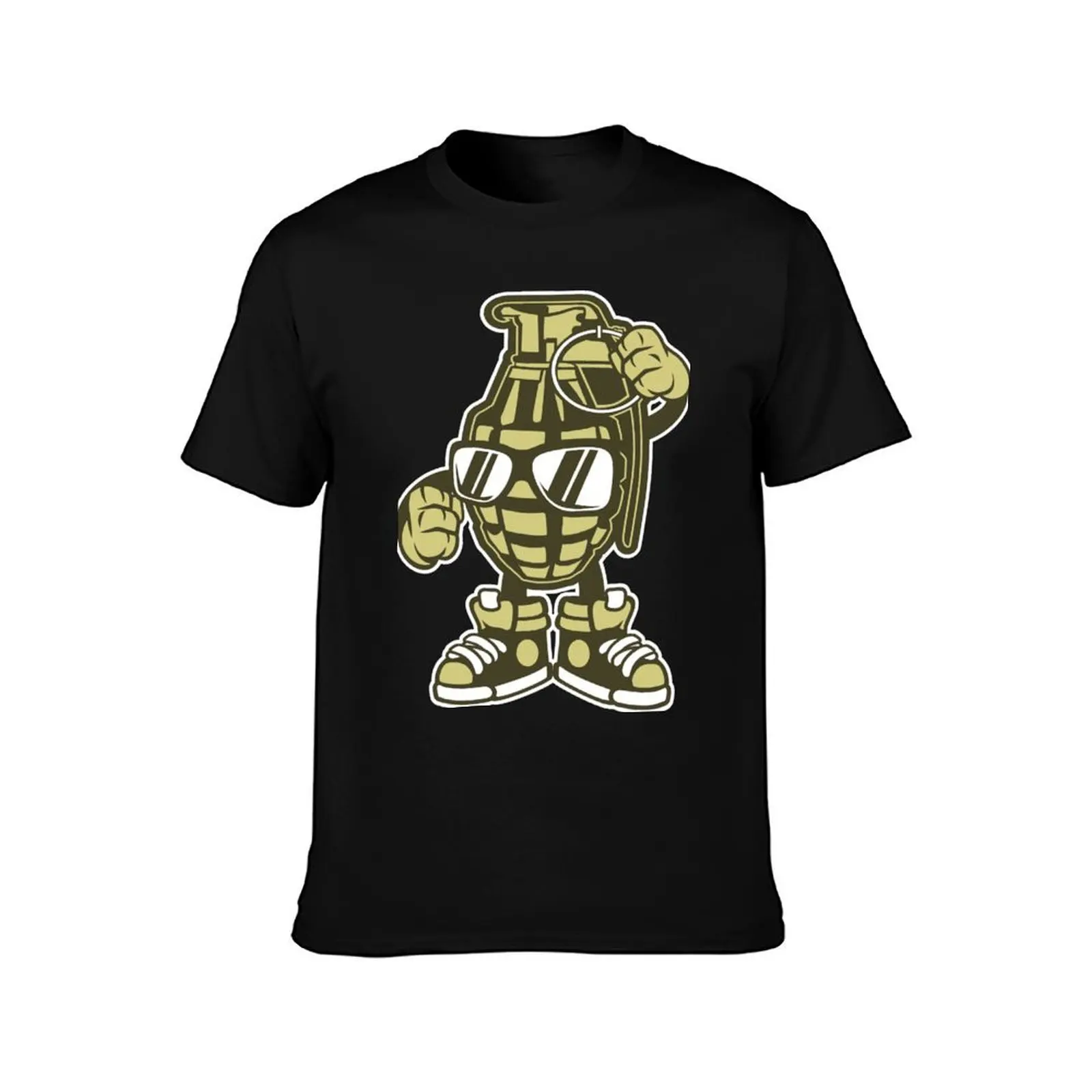 Grenade T-Shirt Summer Casual Cotton Tee Oversized Streetwear Tops Vintage Graphic Print Loose Fit Short Sleeve 100% Cotton