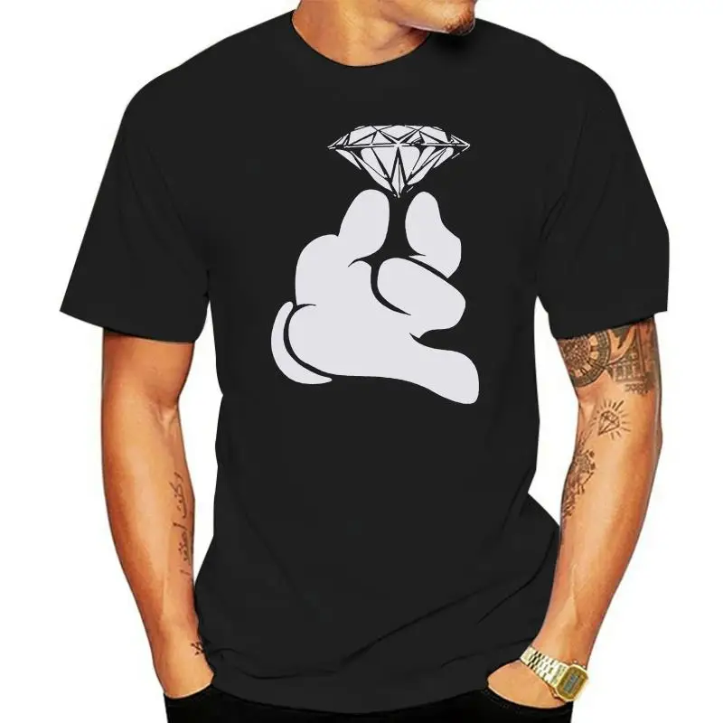 Mens Short-Sleeve Diamond Cartoon Hand T-Shirt