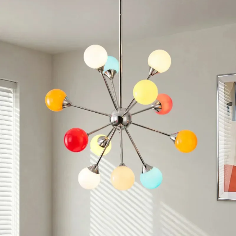 Modern Memphis Colored Chandelier Bauhaus Living Dining Room Bedroom Glass Pendent Lamps Designer Home Decor Lighting Fixtures