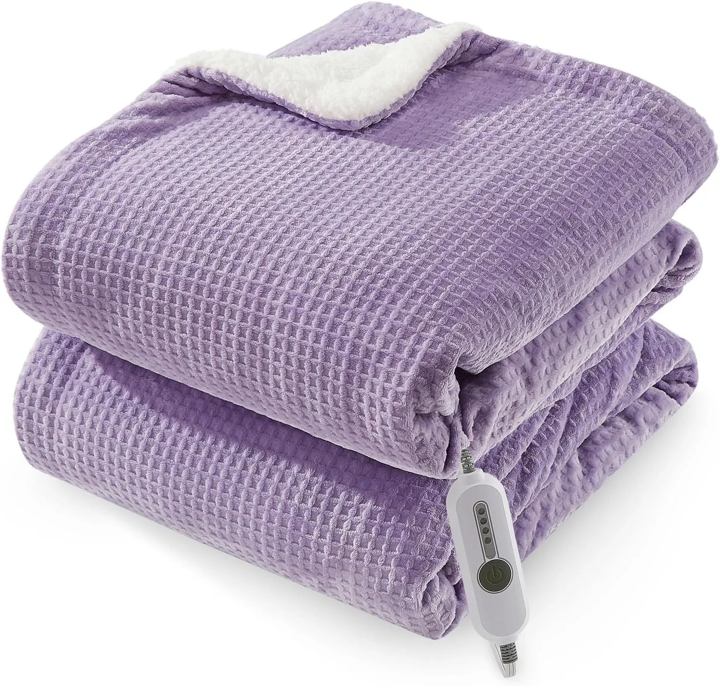 

50x60 inch electric heated blanket soft flannel warming blanket waffle thermal bed warmer cozy heating throw for winter