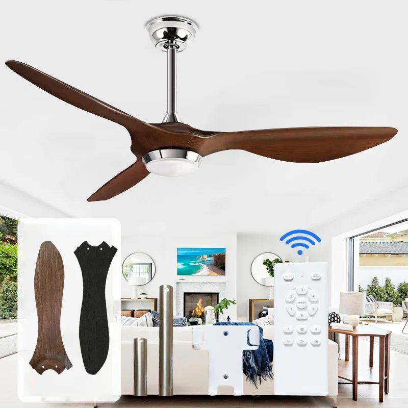 52INCH High wind power high-end ceiling fan LED light bedroom hall living room office hotel 110V 220V