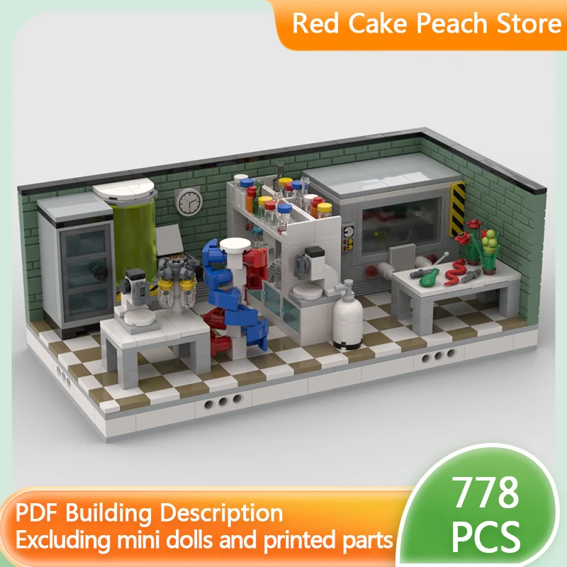 نموذج مشهد شارع المدينة من قطع البناء، مشهد مختبر بيولوجي، ألعاب تجميع تقنية للأطفال، هدايا للعطلات