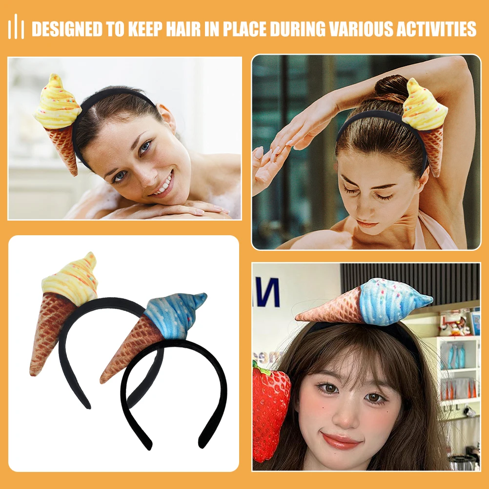 

2pcs Ice Cream Headbands Women Hair Bands for Washing Face Hair Styling Party Accessories Spa Facial Care Tools