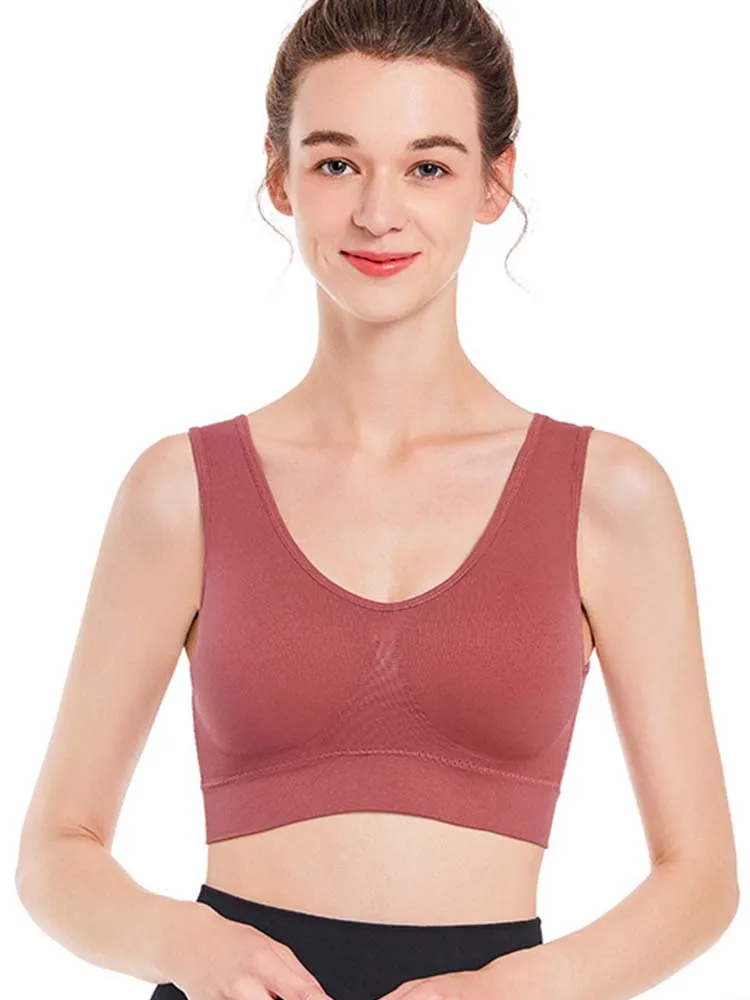 Reggiseno senza cuciture da donna senza imbottitura reggiseno intimo petto sonno yoga reggiseno sportivo gilet di grandi dimensioni Top in cotone Bralette