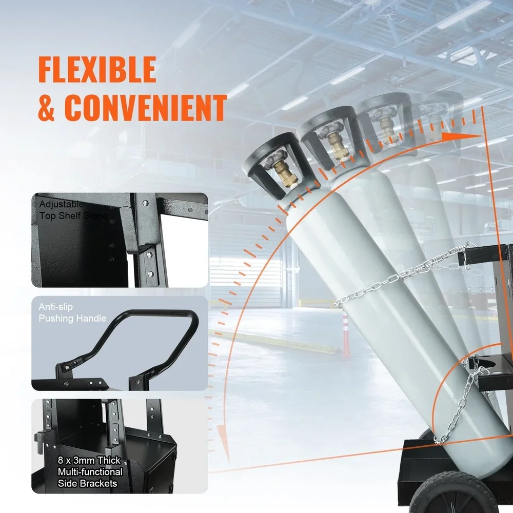 Carrello per saldatura a 2 livelli Armadietto con serratura Carrello per saldatore per carichi pesanti Capacità di 400 libbre Carrello per saldatura mobile per riporre gli attrezzi 360 °   Girevole