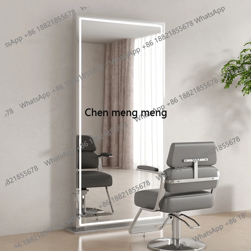 

Hair Salon Full Body Mirror with Lights Decorative Mirrors for Hair Salon Barber Shop Custom Wall Mirror Integrated Cabinet