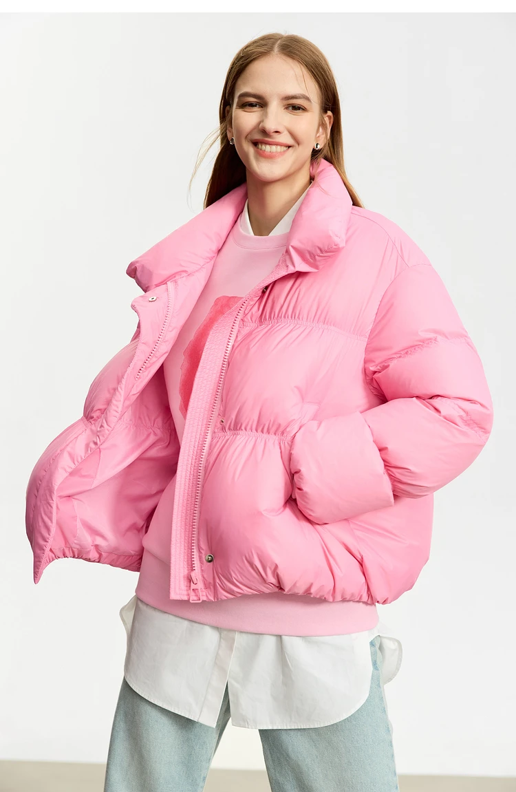 AMII Minimalist Women's Winter Down Jacket Zipper Button Warm Short Overcoats 2025 Winter New Female Solid Down Jacket 12344053