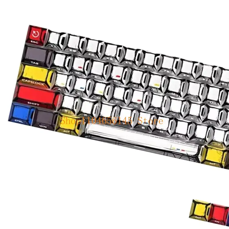 

5asd 64/74Key Side Print Translucents Keycaps Comics Style Original Profile Sublimations Backlit Keycap for Mechanical Keyboards