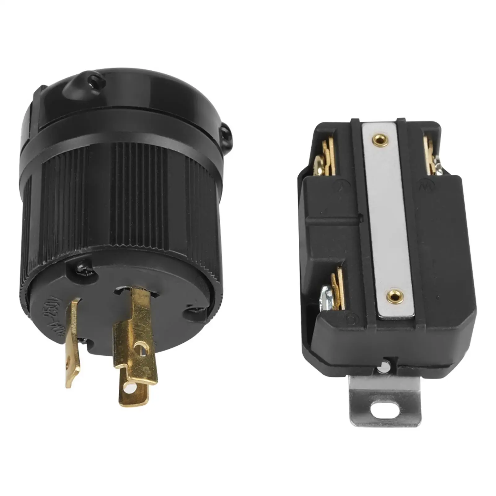 30A 250V NEMA L6-30 Twist Lock Electrical Plug & Receptacle Connector - Male & Female 3 Pin Set