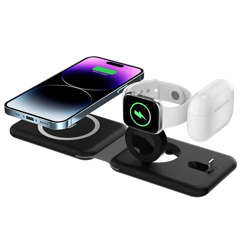 

Luxmoc 3-In-1 Magnetic Folding Wireless Charger Foldable Portable Charger For Apple Watch Headphones