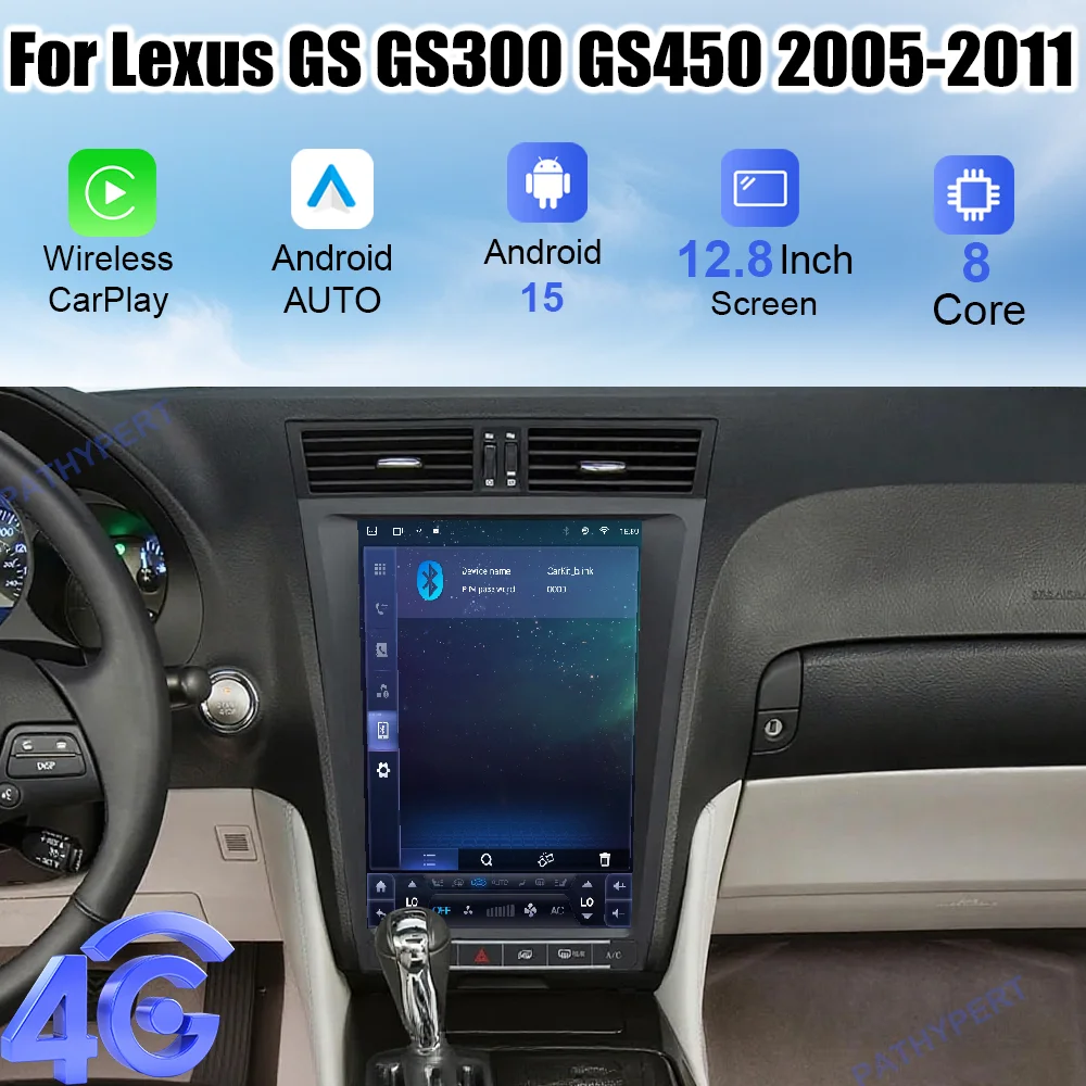 

12.8" Android 15 For Lexus GS GS300 GS450 2005-2011 Touchscreen Carplay Car Intelligent Systems AutoRadio GPS Navigation 4G DSP