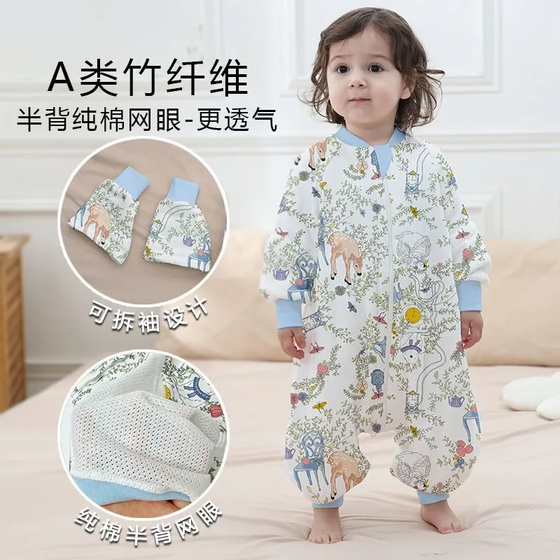 

Детский спальный мешок из бамбукового хлопка с разделенными ножками, детское удаление рукавов на весну и лето, защита от ударов, детское интегрированное бамбуковое волокно