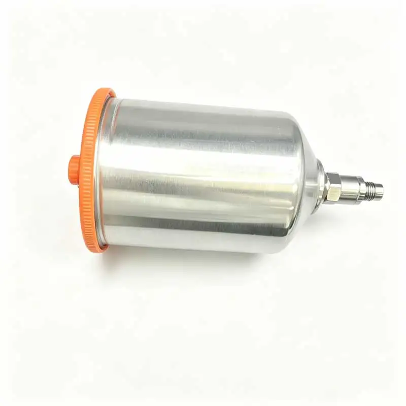 Compatible with Iwata Spray Gun Aluminum Paint Cup 600ml, Gravity Feed Paint Pot 105x180mm with Orange Lid for Car Painting and