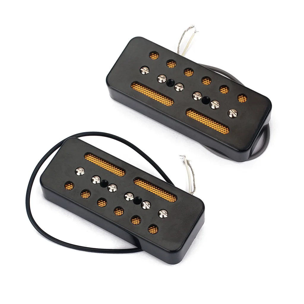 2Pcs Cream/black  Single Coil Soap Bar pickups For P-90 P90 LP Gb Electric Guitar Parts 50mm / 52mm Hole